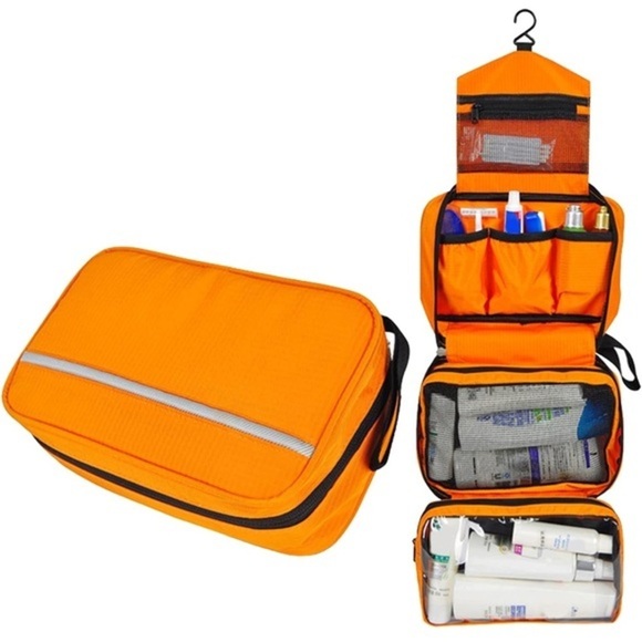 Hanging Toiletry Bag for Traveling or Camping in Orange and Black NWOT - Picture 7 of 12